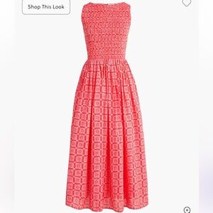 NWOT J Crew Smocked Boatneck Midi Dress